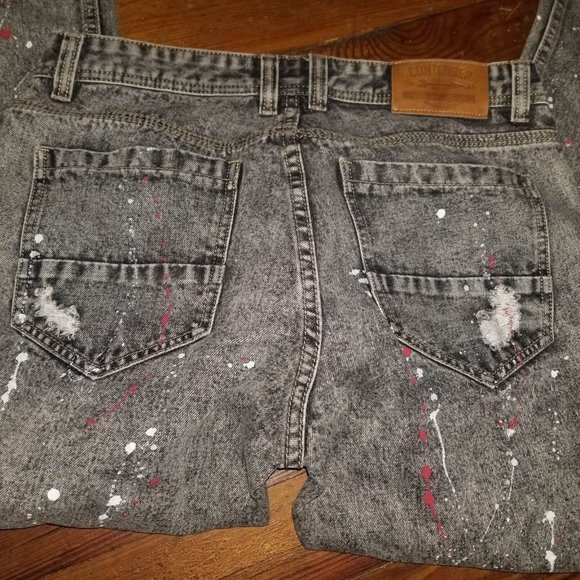 NWOT Mens Gray Denim Coin Pocket Straight Medium Wash Distressed Jeans 32x31 - Picture 3 of 7